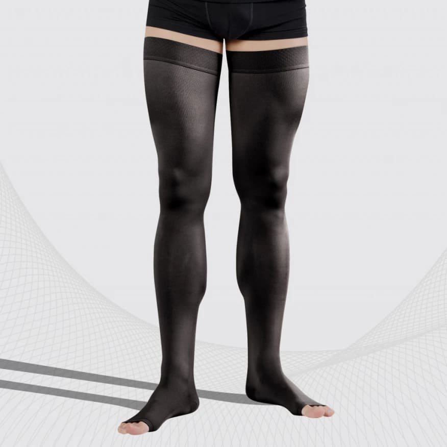 Панчохи компресійні Tonus Elast (Латвія) 0403 Lux (2 клас компресії) чорні, довгі, відкритий носок, розмір 2