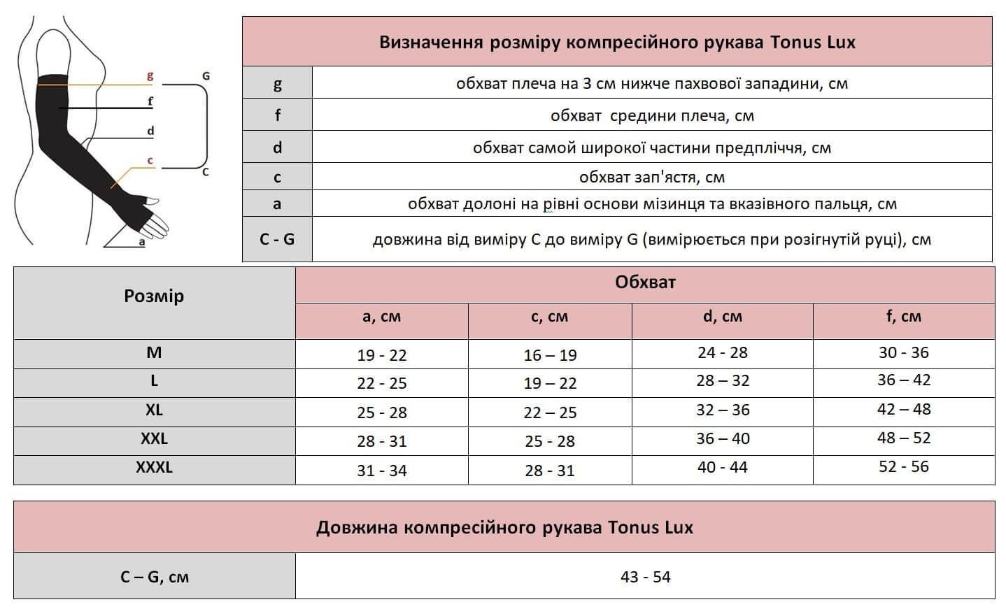 Рукав компресійний з плечем без рукавички Tonus Elast (Латвія) TONUS 0403-01 LUX (2 клас компресії) карамель, стандартний, розмір M